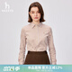 哈吉斯（HAZZYS）女裝【倫敦時(shí)裝周同款】秋冬款條紋長(cháng)袖襯衫女襯ASCSK1BCK10 棕色BW M (160/84A 38)