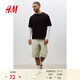 H&M男裝女裝T恤春季重磅柔軟舒適美式潮流情侶裝短袖上衣0608945 黑色 L 175/108（建議尺碼拍小一碼）