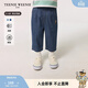 Teenie Weenie Kids小熊童裝男女寶寶涼感休閑風(fēng)牛仔長(cháng)褲 藍色花灰 100 cm (尺碼偏大選小一碼)