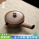 容山堂卓泥老巖泥煮茶壺新款古法煮茶器烤奶茶罐電陶爐煮茶爐 老巖泥粗陶帶蓋煮茶器-闊把
