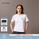 Calvin KleinJeans夏季女士休閑通勤經(jīng)典ck刺繡純色圓領(lǐng)內搭彈力短袖T恤上衣 YAA-月光白 S