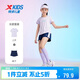 特步（XTEP）兒童童裝女童小中大童運動(dòng)短袖針織套裝 霧紗紫 150