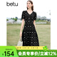百圖betu女裝夏季新款連衣裙優(yōu)雅V領(lǐng)百搭簡(jiǎn)約X型連衣裙女2403T97 黑色 S