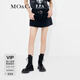 MO&Co.洗水黑色中低腰牛仔不對稱(chēng)褲裙短褲美式復古褲子摩安珂 牛仔黑色-第2批 M 27