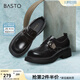百思圖（BASTO）【暗夜精靈】百思圖秋新款英倫風(fēng)樂(lè )福鞋小皮鞋女單鞋BG254AM5 黑色 37
