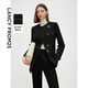 朗姿25純羊毛黑色短外套冬季新款百搭通勤高智氣質(zhì)設計感修身上衣 黑色 M