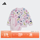 adidas女?huà)胪蓍e寬松印花長(cháng)袖套裝秋季阿迪達斯官方輕運動(dòng)   清澈粉/祈福粉   98