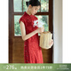 自巧小個(gè)子領(lǐng)證訂婚改良旗袍裙女2024夏裝新款新中式紅色復古裙子 佳人紅 S (3碼)