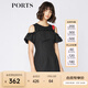 PORTS寶姿 新品女裝甜美荷葉邊裝飾提花連衣裙SA9D025GFQ036 黑色 S (4)
