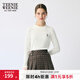 Teenie Weenie小熊女裝長(cháng)袖T恤冬季新俏皮彈力拉絨豎紋打底衫上衣 象牙白 S