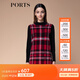 PORTS寶姿秋冬新品女裝長(cháng)袖拼色方格針織連衣裙SM9K207NZF009 傾慕紅混色 S