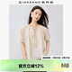 佐丹奴短袖襯衫女純棉府綢綁帶壓褶插肩法式圓領(lǐng)氣質(zhì)小衫13345305
