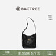 BAGTREE【明星同款】包包樹(shù)水桶包頭層植鞣牛皮斜挎包大容量通勤單肩包女 檀黑色-中號 高級小眾生日禮物女