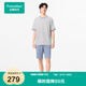 全棉時(shí)代【張凌赫推薦】春夏男女士睡衣情侶家居服套裝抗菌針織舒彈透氣 浮云灰（短袖短褲） XL (女款170/男款180）