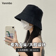梵幕帛（VANMBO）夏季新款休閑漁夫帽子女大頭圍顯臉小高級感水桶盆帽男夏日遮陽帽 黑色 【大碼款60-62cm】 （男女均可戴） 均碼一般都能戴（54-58cm）