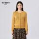 深呼吸DEEP BREATH女裝簡(jiǎn)約百搭薄款圓領(lǐng)長(cháng)袖冰絲針織開(kāi)衫女A400473 麥黃 M (3)