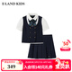 E·LAND KIDS藤校少女童裝女童套裝夏季新品蝴蝶結襯衫短裙 Navy藏青色/59 130cm 均碼