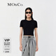 MO&Co.圓領(lǐng)短袖修身收腰短款露臍彈力T恤上衣時(shí)髦洋氣上裝女摩安珂 黑色 S 160