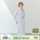 尚都比拉春季單排扣腰部褶皺薄款仿醋酸緞面中長(cháng)款連衣裙女 藍紫色 XL 