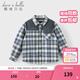 戴維貝拉（DAVE＆BELLA）純棉兒童襯衫春裝新款男童格子襯衣中大童長(cháng)袖外套小男孩上衣 藍白格【現貨】 160 cm（建議身高150-160cm）