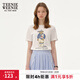 Teenie Weenie短袖T恤女夏裝印花圓領(lǐng)簡(jiǎn)約T恤上衣女 象牙白 S (160)