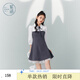 紫涵（ZIHAN）紫涵假兩件襯衫領(lǐng)連衣裙女秋季收腰顯瘦七分袖網(wǎng)紗短裙子 深灰 L