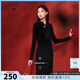 三彩【墨花月白】2025冬季新款立領(lǐng)修身長(cháng)袖針織連衣裙長(cháng)裙C 經(jīng)典黑 M 160/84A