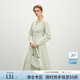 范思藍恩法式通勤V領(lǐng)長(cháng)袖連衣裙女2025春新款中長(cháng)款收腰裙子11035 綠色 M