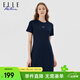 ELLE ACTIVE經(jīng)典百搭運動(dòng)連衣裙女夏季質(zhì)感刺繡圓領(lǐng)舒適通勤休閑風(fēng)運動(dòng)裙短裙 藏青色 2XL