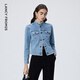 朗姿25法式復古百搭休閑短款藍色牛仔外套氣質(zhì)高級感春季新款上衣 巴黎藍色 L