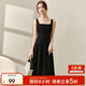 尚都比拉法式連衣裙中長(cháng)款女裝新款2026年夏天黑色休閑吊帶裙氣質(zhì)修身裙子 黑色 M