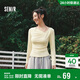 森馬（Semir）長(cháng)袖T恤女春季短款不對稱(chēng)蕩領(lǐng)斜肩露肩緊身2026上衣109126101001