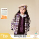 茵曼（INMAN）童裝格子羊羔毛茸外套冬季中大童女孩奧粒絨加厚保暖上衣 紫色 170