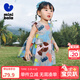 迷你巴拉女童寶寶裙子夏季透氣純棉荷葉邊小飛袖連衣裙 咖色調00355 100
