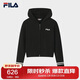 FILA 斐樂(lè )官方女士編織衫冬季休閑寬松連帽拉鏈毛衣開(kāi)衫
