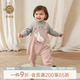 乖奇熊嬰幼兒童秋冬季外穿抓絨背帶褲女寶寶可愛(ài)純棉保暖連體褲子 皮粉 80