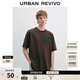UR秋季新款男裝潮流街頭感毛巾繡章仔短袖T恤UUY450010 深咖棕 S
