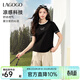 LAGOGO瞬間涼感撞色星空短袖T恤女拉谷谷2025年夏季新款圓領(lǐng)上衣 黑白 M