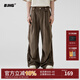 BJHG不計后果春季美式傘兵工裝長(cháng)褲男潮牌肌理感寬松直筒運動(dòng)休閑褲子 深棕色 L