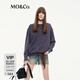 MO&Co.衛衣摩安珂春秋棉質(zhì)美式鉆飾懷舊洗水落肩輕朋克風(fēng) 紫灰色 建議和客服確認尺碼哦 M /165 建議和客服確認尺碼哦
