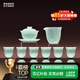 景德鎮陶瓷茶具套裝影青雕刻蓋碗茶杯茶具整套送禮男士高檔搬家禮品禮盒 【官方禮盒】遠山茶具-影青8頭