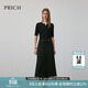 PRICH時(shí)尚圓領(lǐng)針織拼接假兩件連衣裙春季氣質(zhì)收腰長(cháng)裙女 19黑色 L (170)