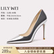Lily Wei尖頭OL風(fēng)時(shí)裝高跟鞋銀色淺口氣質(zhì)單鞋性感細跟小碼純欲不累腳 銀色亮面【跟高10cm】 37