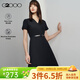 G2000【易打理】女裝春秋商場(chǎng)同款可機洗配腰帶短袖連衣裙主 不易皺-黑色V領(lǐng)37寸 L /38