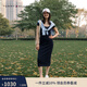 Tommy Hilfiger【U領(lǐng)金屬扣】春夏女裝氣質(zhì)休閑優(yōu)雅修身顯瘦針織長(cháng)裙連衣裙 藏青色C1G S