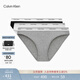 Calvin Klein內衣女士三條ck莫代爾混紡純色比基尼三角內褲女 MP1-太空黑/椰青灰/月光白 3條 M