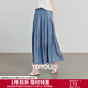 初語(yǔ)仿牛仔拼接設計A字半身裙女2025夏季新款松緊腰中長(cháng)蛋糕裙 牛仔藍 M