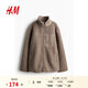 H&M女裝短外套春季女士立領(lǐng)寬松休閑泰迪絨外套夾克上衣1239565 褐色 M 165/96