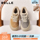 百麗（Belle）撞色厚底板鞋女冬季新款商場(chǎng)同款高幫大頭休閑鞋E6X1DDM5 棕色-毛里 38 (240mm)