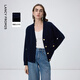 朗姿25可雙面穿開(kāi)衫外搭上衣高級感秋春秋法式v領(lǐng)氣質(zhì)毛針織衫 月夜深藍色 M